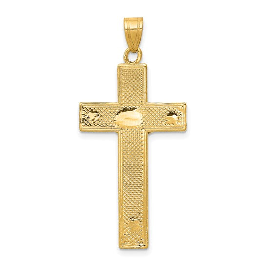 10KT Two-tone Diamond-cut Crucifix Pendant