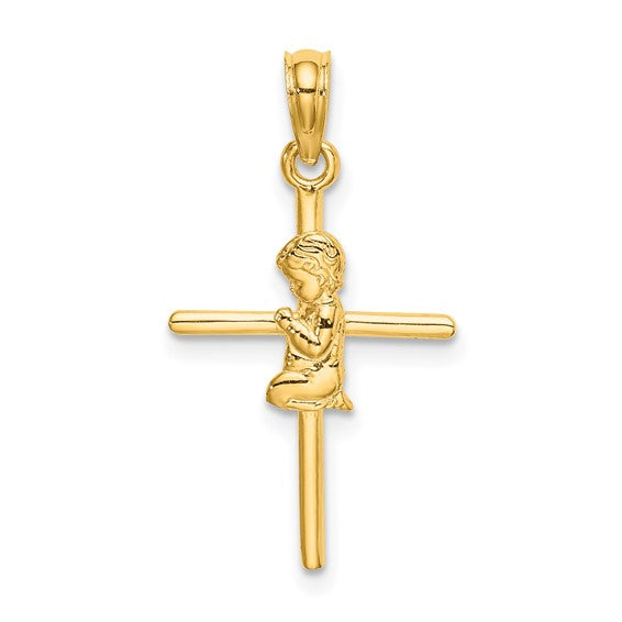 10kt Yellow Gold Praying Boy Cross Charm
