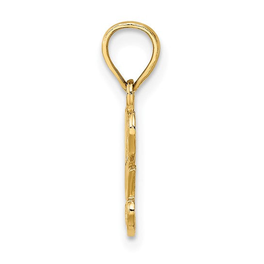10kt Yellow Gold Polished and Textured I HEART YOU Charm