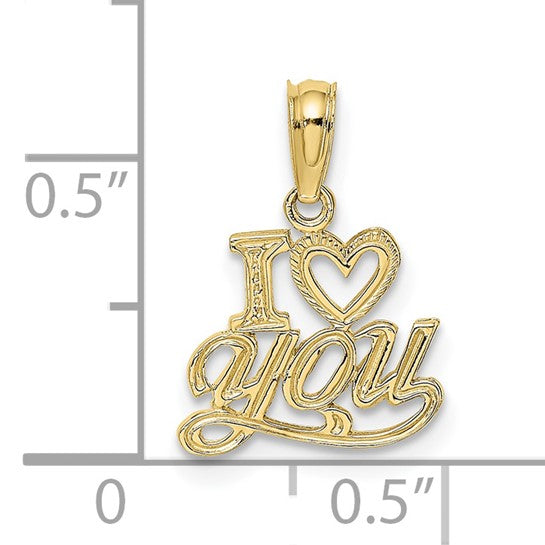10kt Yellow Gold Polished and Textured I HEART YOU Charm