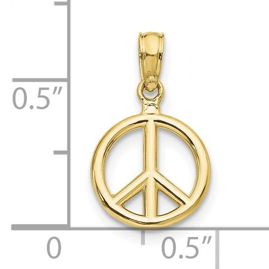 10kt Yellow Gold Polished Peace Symbol Pendant