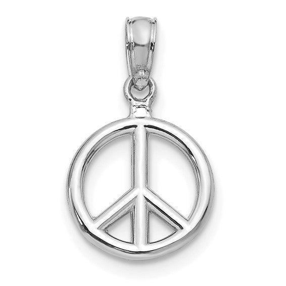 10kt White Gold Polished Peace Symbol Pendant