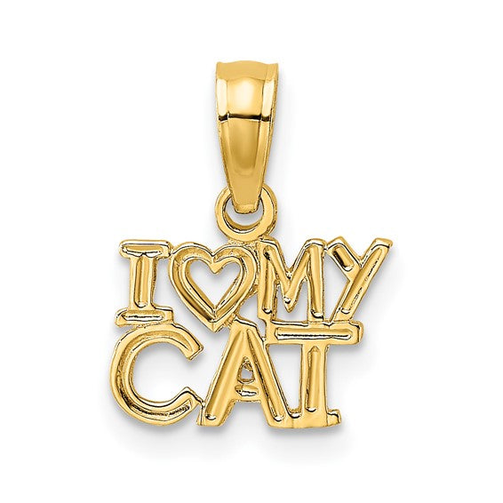 10kt Yellow Gold I HEART MY CAT Charm