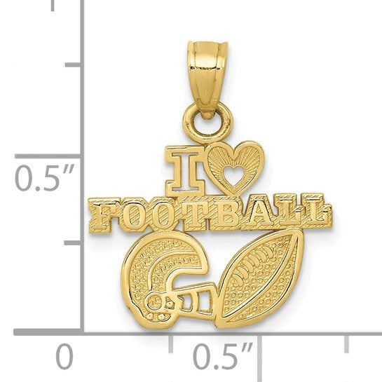 10kt Yellow Gold I HEART FOOTBALL Charm