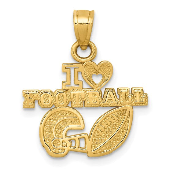 10kt Yellow Gold I HEART FOOTBALL Charm