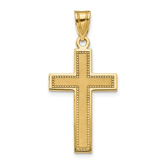 10KT Yellow Gold Large Satin Cross Pendant