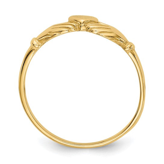 10kt Yellow Gold Polished & Satin Claddagh Ring