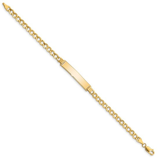 10kt Yellow Gold Semi-solid Curb Link ID Bracelet
