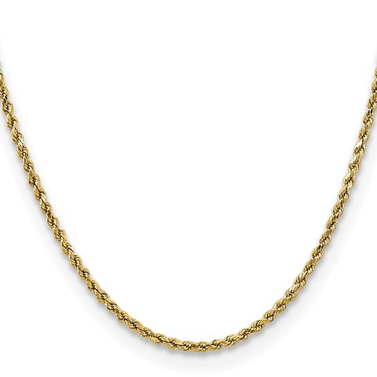10kt Yellow Gold 2.5mm Semi-solid D/C Rope Chain