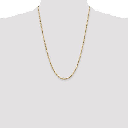 10kt Yellow Gold 3mm Semi-solid D/C Rope Chain