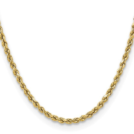 10kt Yellow Gold 3.5mm Semi-solid D/C Rope Chain