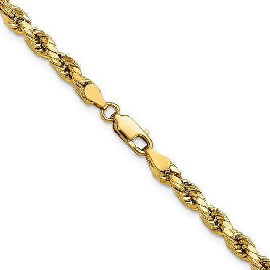 10kt Yellow Gold 4mm Semi-solid D/C Rope Chain