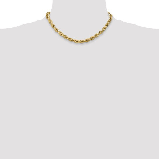 10kt Yellow Gold 4.9mm Semi-solid D/C Rope Chain