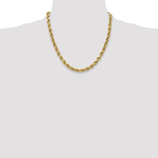 10kt Yellow Gold 4.9mm Semi-solid D/C Rope Chain