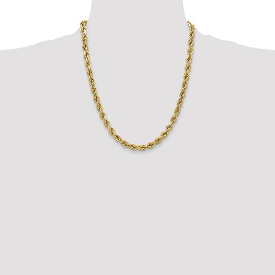 10kt Yellow Gold 4.9mm Semi-solid D/C Rope Chain