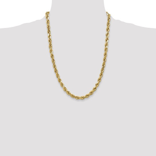 10kt Yellow Gold 4.9mm Semi-solid D/C Rope Chain