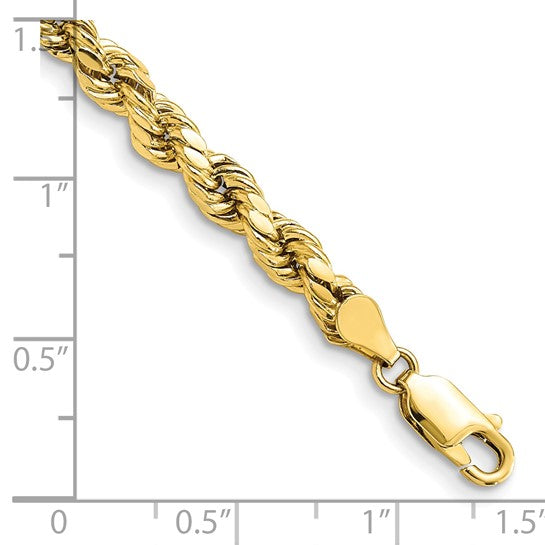 10kt Yellow Gold 4.9mm Semi-solid D/C Rope Chain