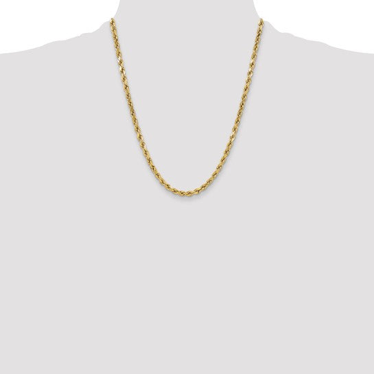 10kt Yellow Gold 5.5mm Semi-solid D/C Rope Chain