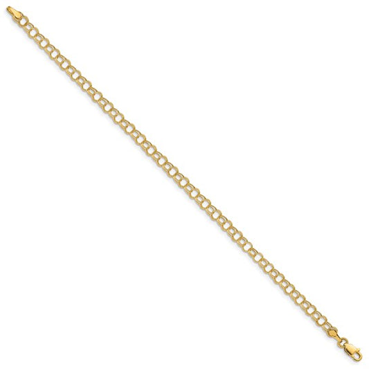 10kt Yellow Gold Hollow Double Link Charm Bracelet