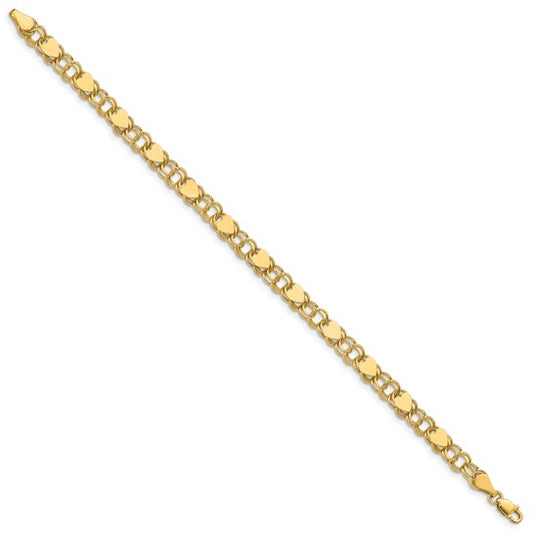 10kt Yellow Gold Double Link with Hearts Charm Bracelet