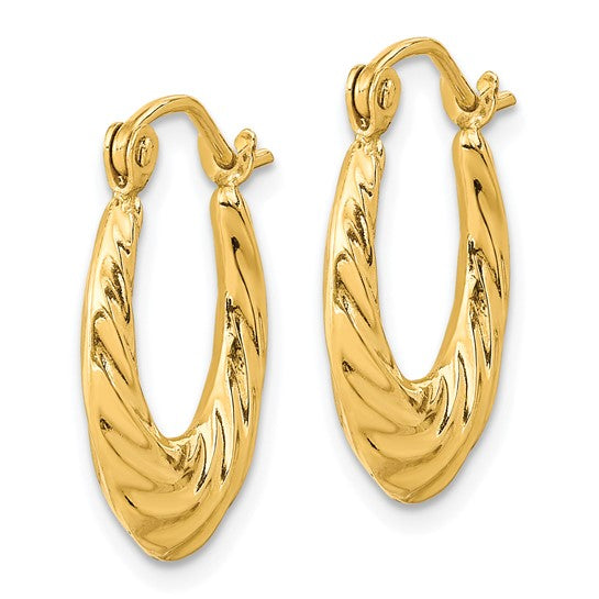10kt Yellow Gold Fancy Small Hoop Earrings