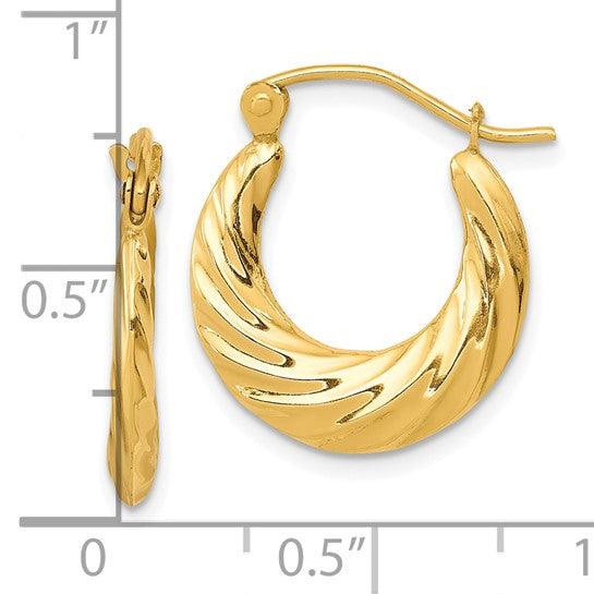 10kt Yellow Gold Fancy Small Hoop Earrings