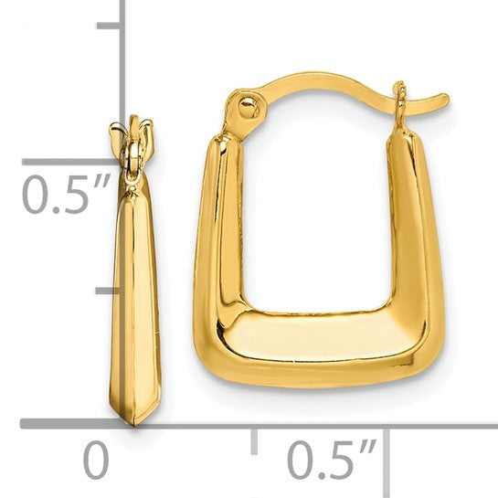 10KT Yellow Gold Hollow Squared Hollow Hoop Earrings