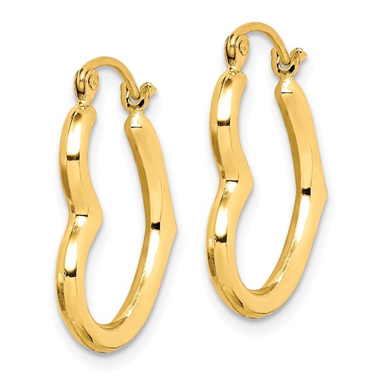 10KT Yellow Gold Hollow Heart Shape Hollow Hoop Earrings