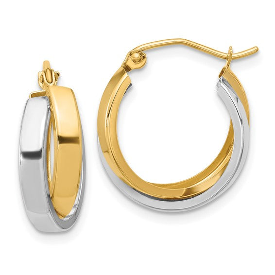10kt Two-tone Polished Double Hoop Earrings