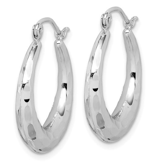 10kt White Gold Polished & D/C Hoop Earrings