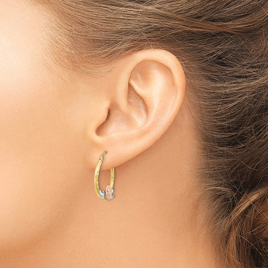 10kt Tri-color Guadalupe Hoop Earrings