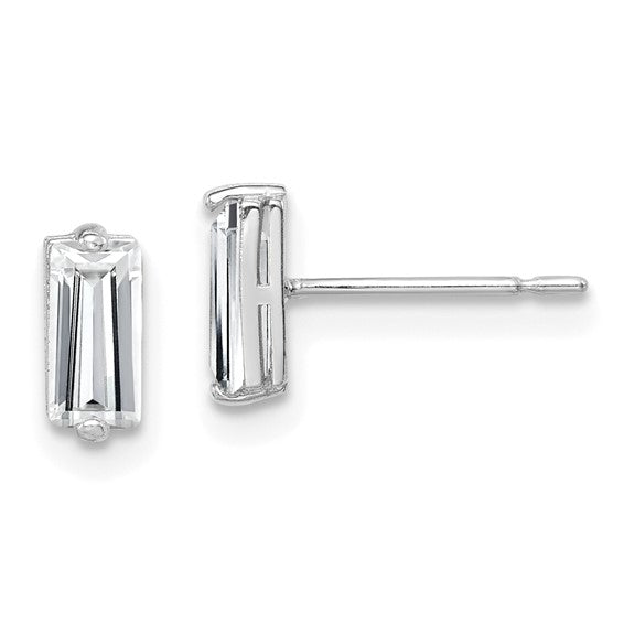 10KT White Gold Polished CZ Stud Earrings