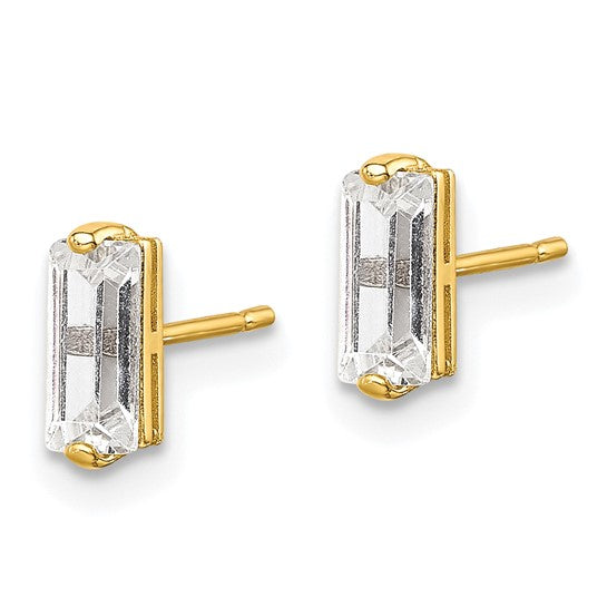 10KT Yellow Gold Polished CZ Stud Earrings