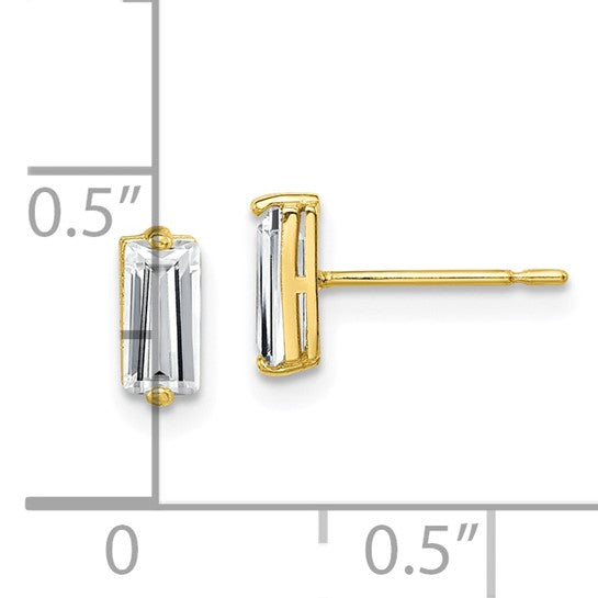 10KT Yellow Gold Polished CZ Stud Earrings