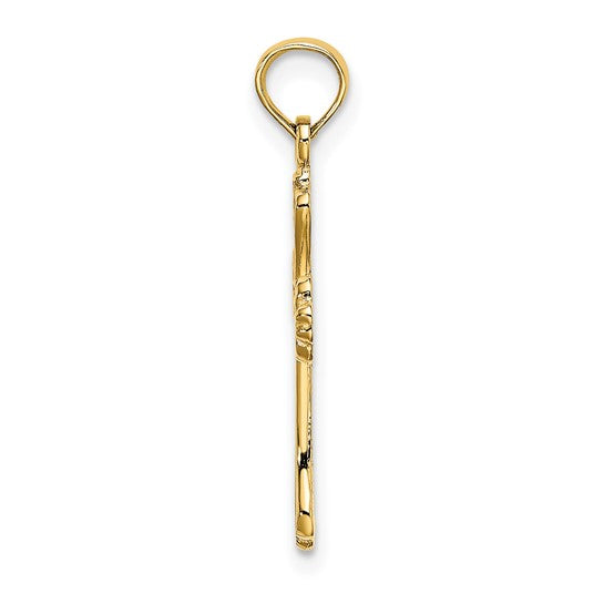 10kt Yellow Gold Polished Engraved Cross Charm