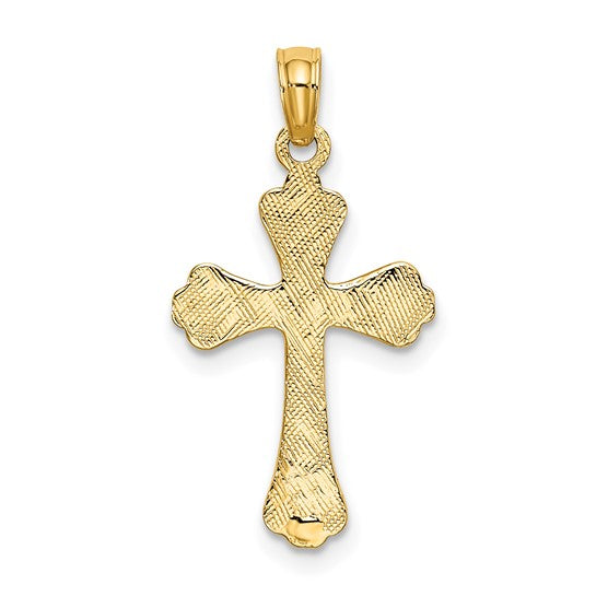 10kt Yellow Gold Polished Engraved Cross Charm