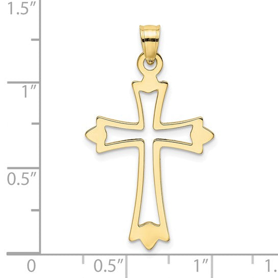 10kt Yellow Gold Polished and Cut-Out Cross Charm