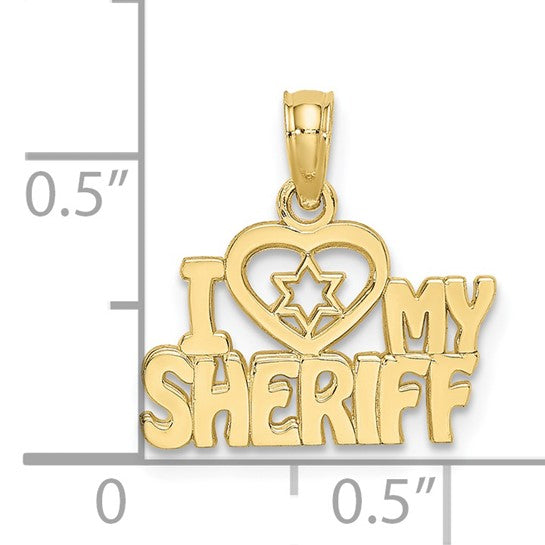 10kt Yellow Gold I HEART MY SHERIFF Charm