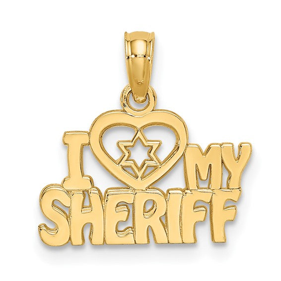 10kt Yellow Gold I HEART MY SHERIFF Charm