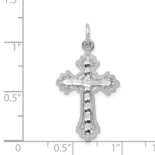 10kt White Gold Diamond-Cut Cross Charm