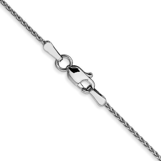 14KT White Gold 1.0mm D/C Wheat Chain
