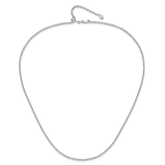 14kt White Gold Adjustable 2.5mm Semi-Solid D/C Cable Chain