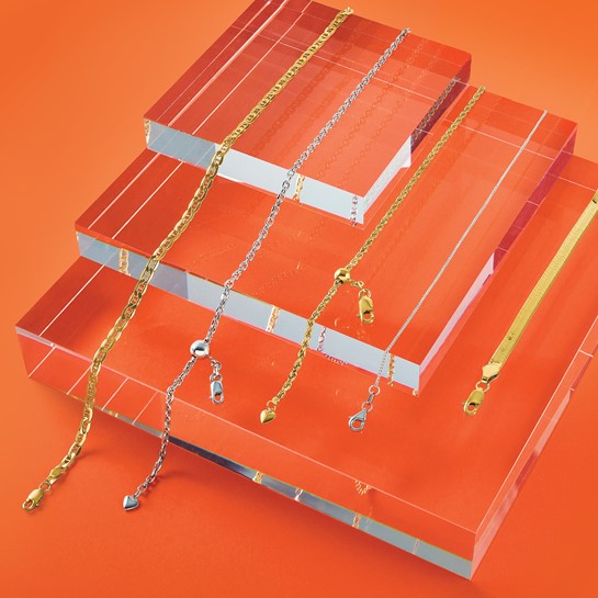 14kt White Gold Adjustable 2.5mm Semi-Solid D/C Cable Chain