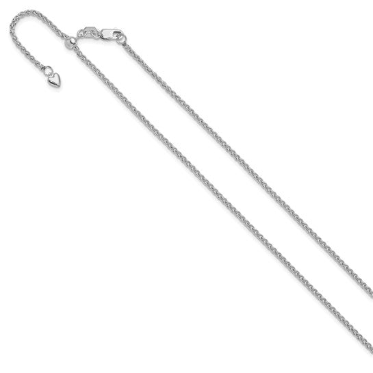 14KT White Gold Adjustable 1.6mm Semi-solid Spiga Chain