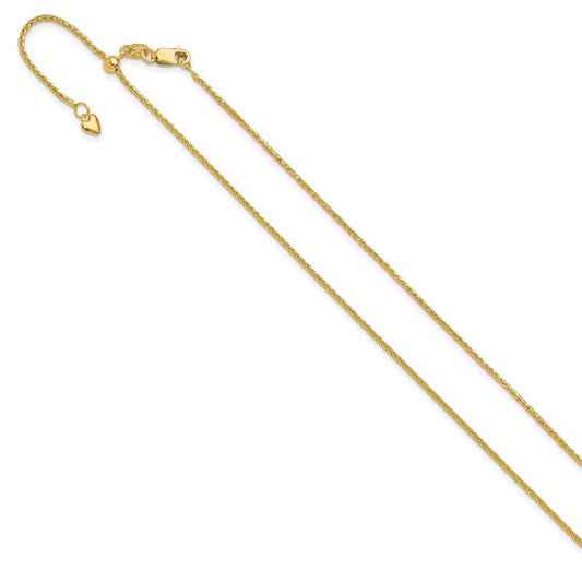 14KT Yellow Gold Adjustable 1.15mm D/C Oval Link Chain