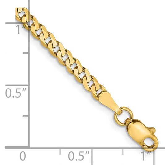 14KT Yellow Gold 2.9mm Flat Beveled Curb Chain