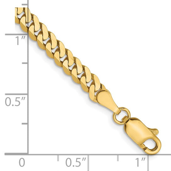 14KT Yellow Gold 3.9mm Flat Beveled Curb Chain