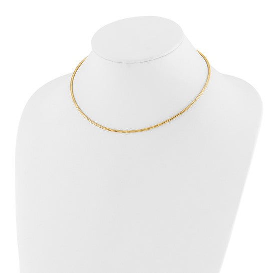 14KT Yellow Gold 2mm Round Omega Necklace