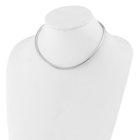 14kt White Gold 4mm Domed Omega Necklace