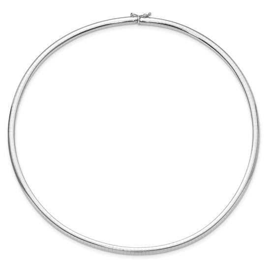 14kt White Gold 4mm Domed Omega Necklace